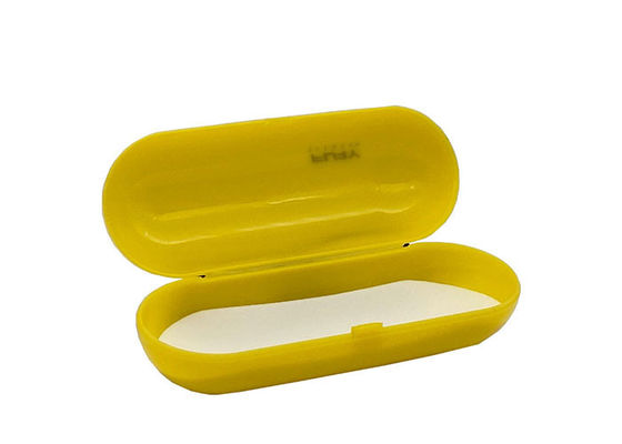 Yellow Cylinder Plastic Glasses Case Embossed Logo Effect