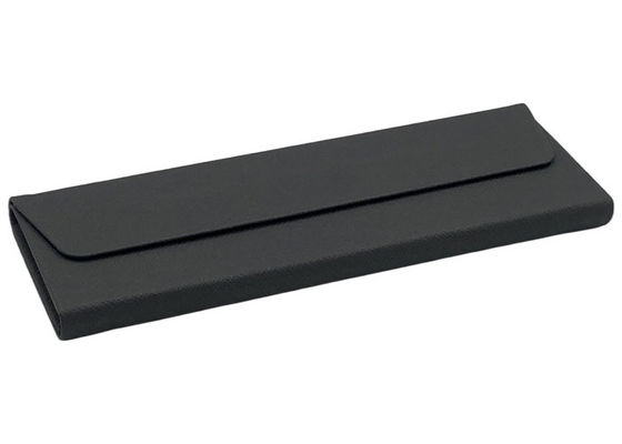 Black Leather Metal Fold Flat Glasses Case Custom Logo