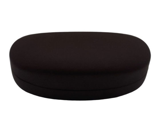 Black Leather Wrapped Clamshell Metal Glasses Case Big Sized