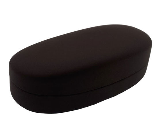 Black Leather Wrapped Clamshell Metal Glasses Case Big Sized
