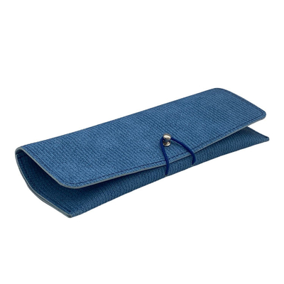 Blue 28mm Oem Logo Leather Glasses Case Portable Durable Soft Sunglasses Pouch Slim