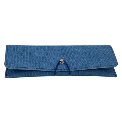 Blue 28mm Oem Logo Leather Glasses Case Portable Durable Soft Sunglasses Pouch Slim