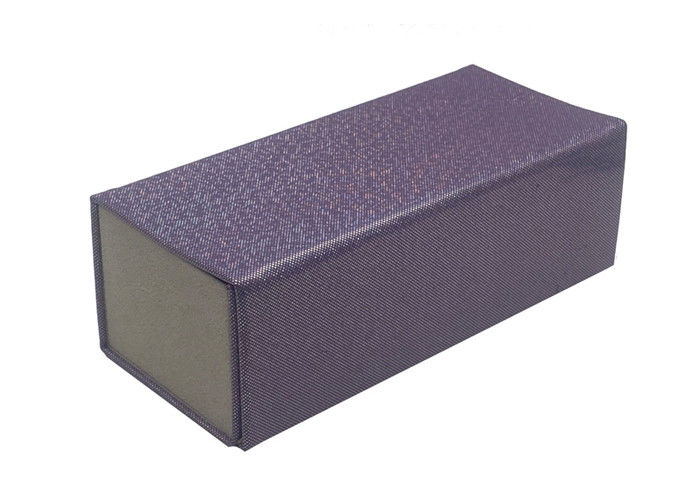 Leather Rhinestone Foldable Glasses Case , Sunglasses Packaging Box Purple Glitter