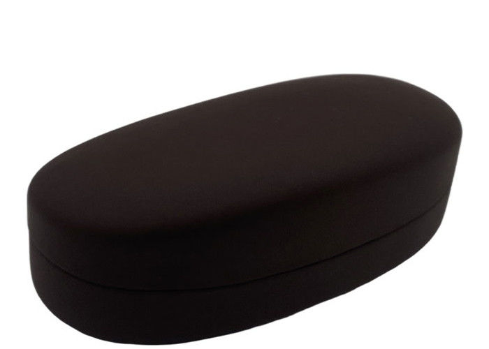 Black Leather Wrapped Clamshell Metal Glasses Case Big Sized