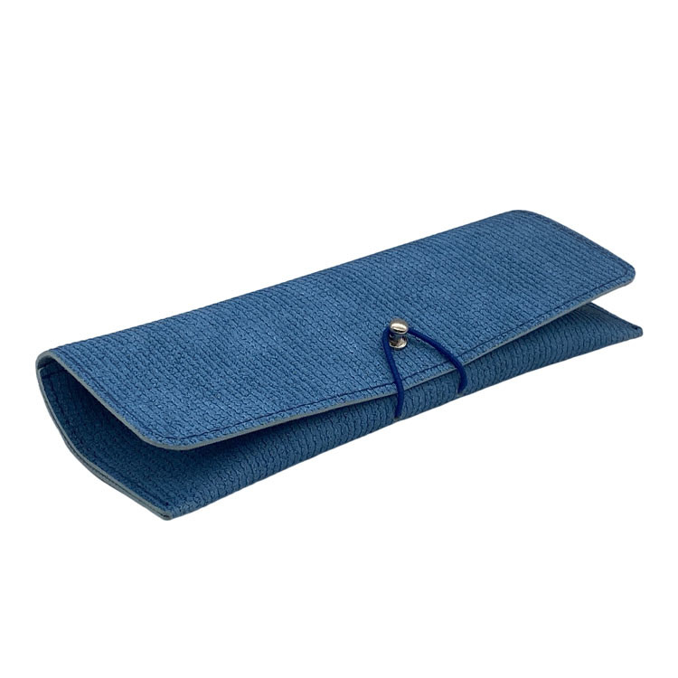 Blue 28mm Oem Logo Leather Glasses Case Portable Durable Soft Sunglasses Pouch Slim