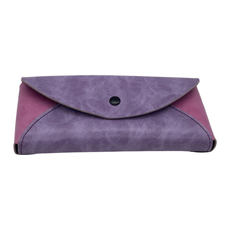 Purple Oem Labels Soft Leather Eyeglass Pouch Portable Hot Stamping Logo