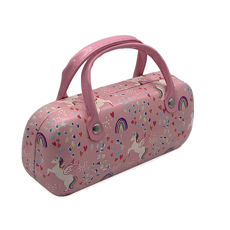 Fashion Oem Logo Metal Glasses Case Portable Custom Girl Cute Pink With Handle